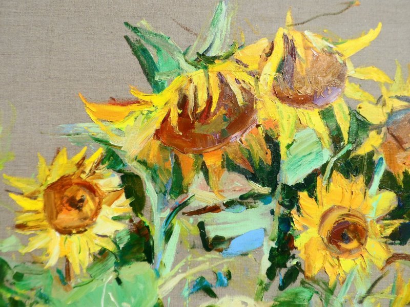 Additional view 6: Expressionism Flower Painting Sunflowers by painter Yehor Dulin oil canvas 