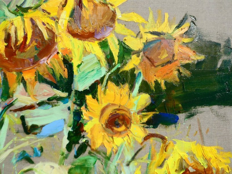 Additional view 7: Expressionism Flower Painting Sunflowers by painter Yehor Dulin oil canvas 
