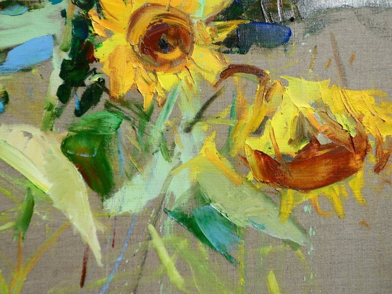 Additional view 8: Expressionism Flower Painting Sunflowers by painter Yehor Dulin oil canvas 