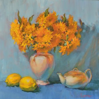 Pintura "Sol sobre la mesa. Sensaciones de verano en bodegones", pintor Svitlana Komarova óleo lienzo en Jose Art Gallery