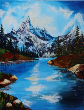 Pintura "Paisaje de montaña", pintor Oxana_art acrílico lienzo en Jose Art Gallery