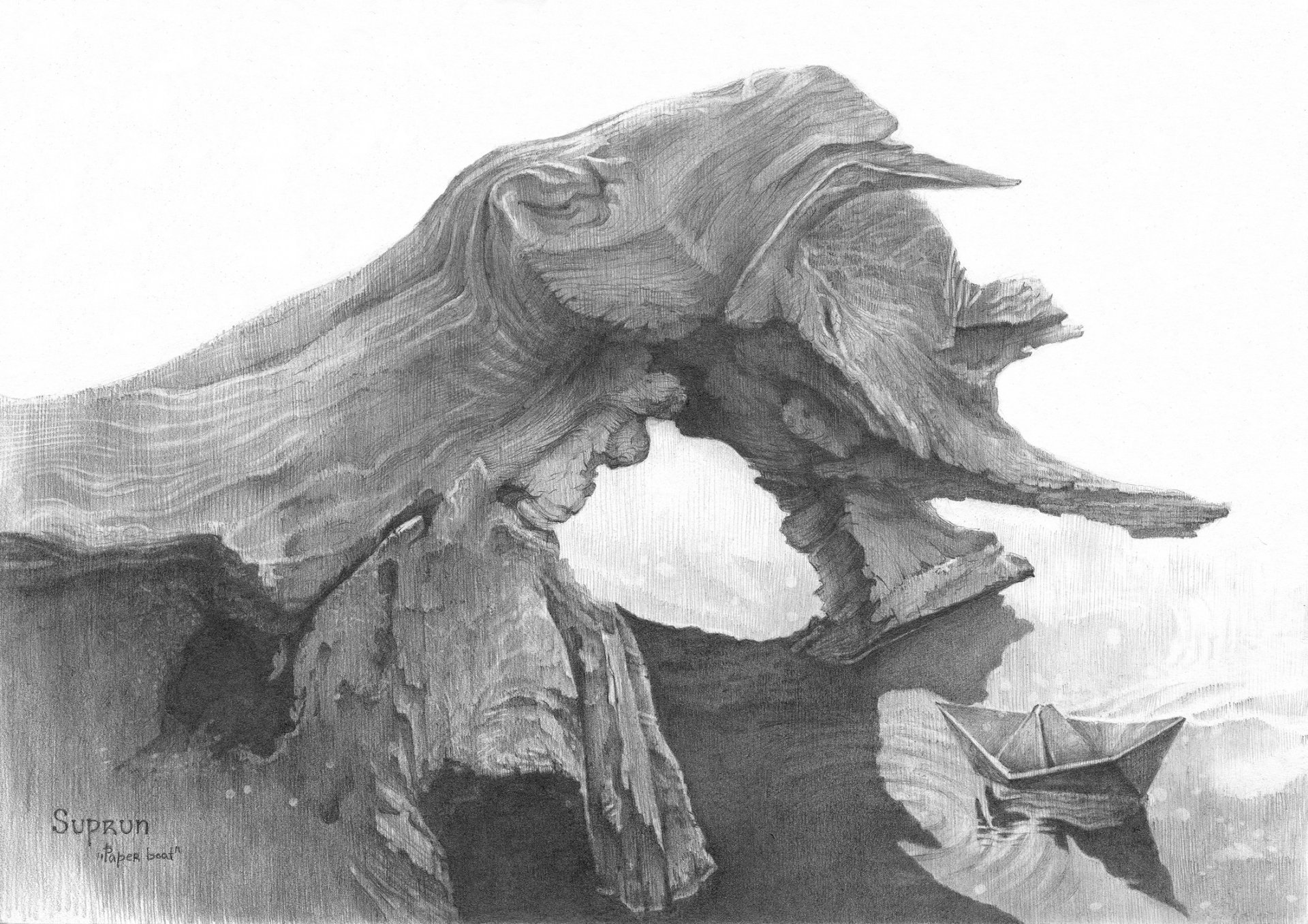 Paper boat Drawing - Julia Suprun - Jose Art Gallery
