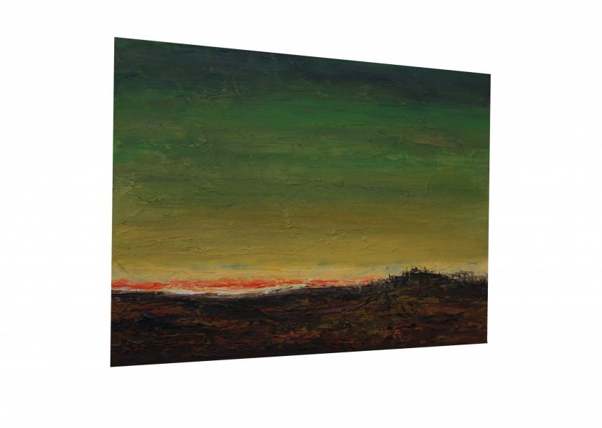 Additional view 1: Conceptual Landscape Painting Morning Hills by painter Andriy Klishyn oil cardboard 