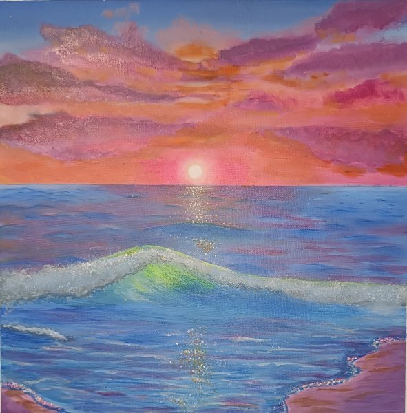 Impressionism Marine Art Painting Light of the surf by painter Nataliia Sarbasova acrylic canvas 