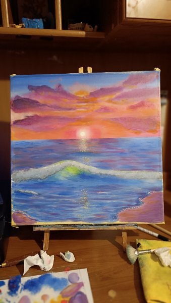 Additional view 1: Impressionism Marine Art Painting Light of the surf by painter Nataliia Sarbasova acrylic canvas 