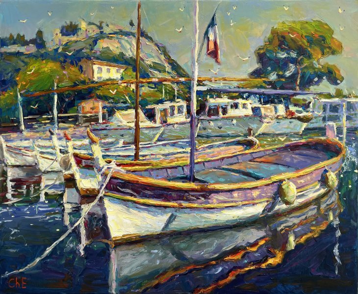 Impressionism Marine Art Painting Surrounded by tranquility by painter Yevgeny Chernyakovsky oil canvas 
