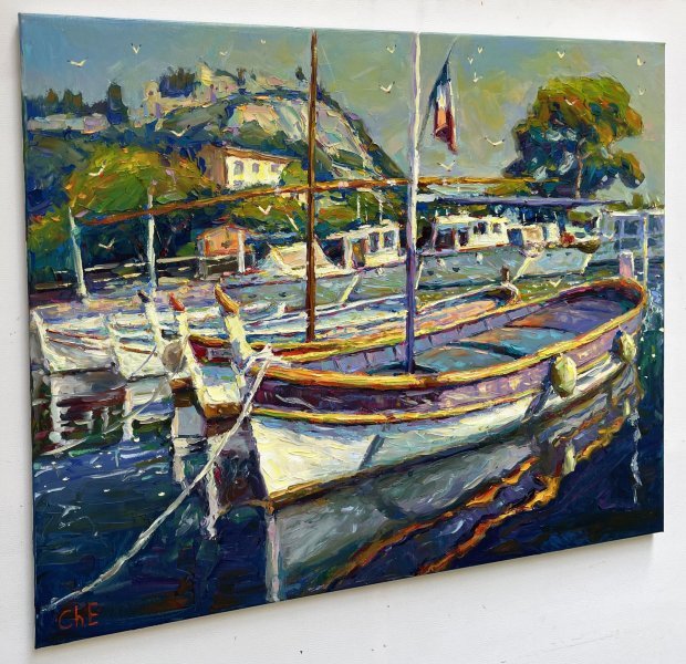 Additional view 1: Impressionism Marine Art Painting Surrounded by tranquility by painter Yevgeny Chernyakovsky oil canvas 