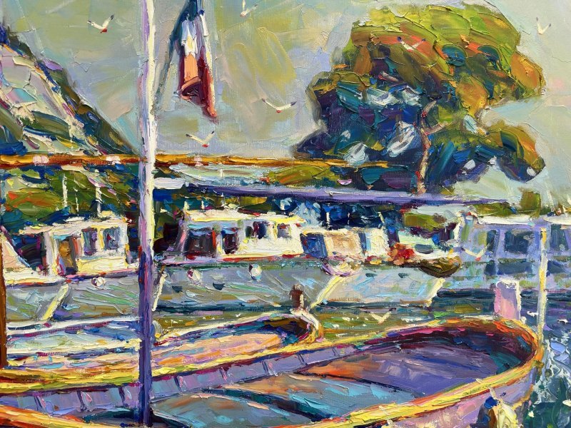 Additional view 3: Impressionism Marine Art Painting Surrounded by tranquility by painter Yevgeny Chernyakovsky oil canvas 