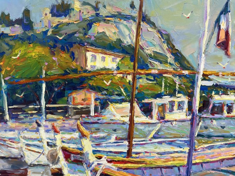 Additional view 4: Impressionism Marine Art Painting Surrounded by tranquility by painter Yevgeny Chernyakovsky oil canvas 