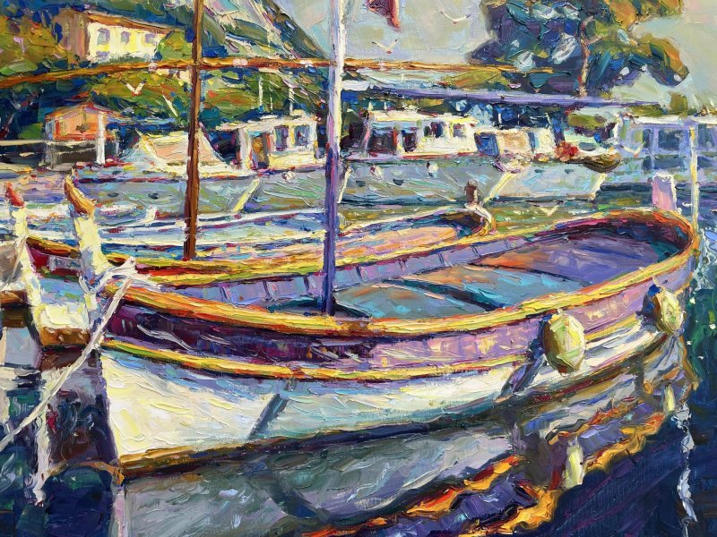 Additional view 5: Impressionism Marine Art Painting Surrounded by tranquility by painter Yevgeny Chernyakovsky oil canvas 