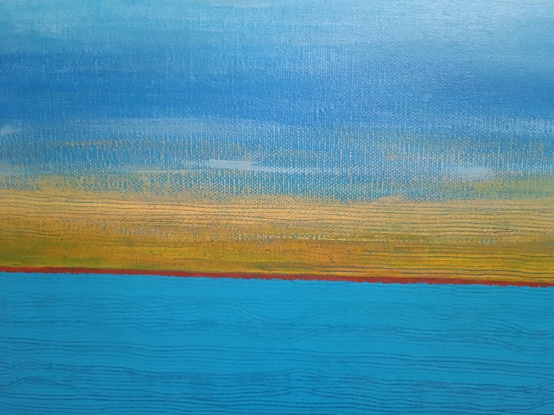 Additional view 2: Abstract Marine Art Painting Horizon memory. by painter Julia Solarte acrylic canvas 