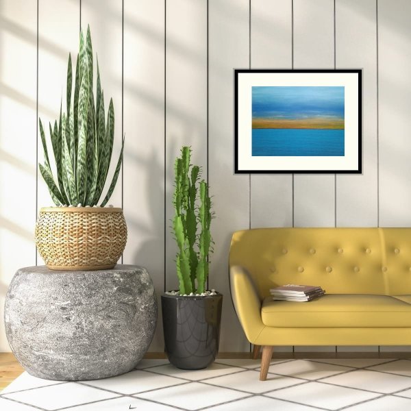 Additional view 3: Abstract Marine Art Painting Horizon memory. by painter Julia Solarte acrylic canvas 