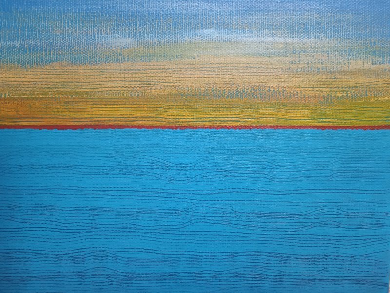 Additional view 4: Abstract Marine Art Painting Horizon memory. by painter Julia Solarte acrylic canvas 
