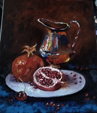 Painting "Evening moments of warmth and comfort" by painter Leyya oil canvas at Jose Art Gallery