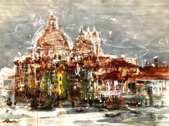 Peinture "Venise.Grand Canal", peintre Anastasiya Bernie technique mixte toile à la Jose Art Gallery