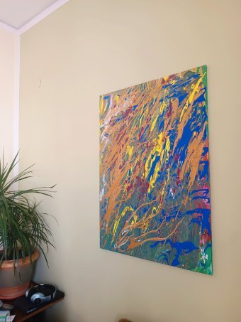 Painting "Fantaziya: Jizn V Mnogocvetii" by painter Sayna acrylic fabric at Jose Art Gallery