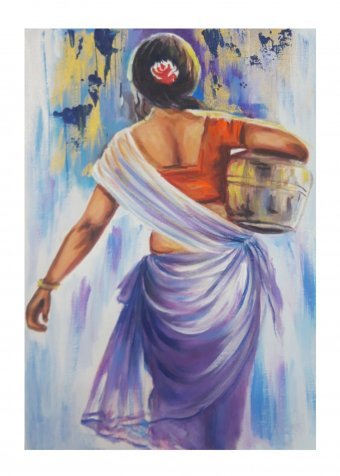 Indian Woman Going for Water Scene
