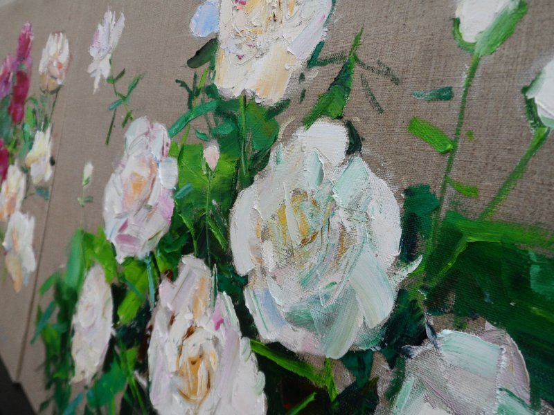 Additional view 7: Expressionism Flower Painting Peonies by painter Yehor Dulin oil fabric 