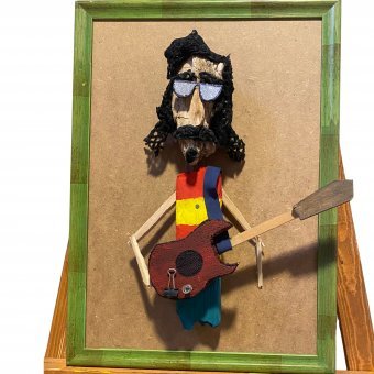 Sculpture "FRANK ZAPPA", sculpteur Legno alla Deriva Bois à la Jose Art Gallery