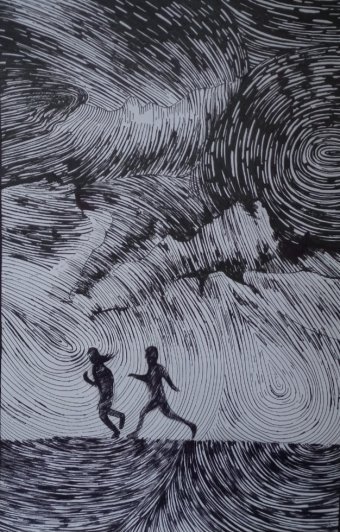 Gráfico "Feliz", ilustrador Katerina Romanyuk bolígrafo papel en Jose Art Gallery