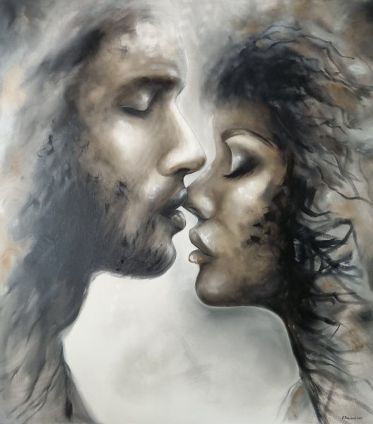 Imagen adicional 2: Abstraccionismo Retrato Pintura "Siempre a tu lado.. 100x90", pintor Natalya Bazilyuk óleo lienzo 