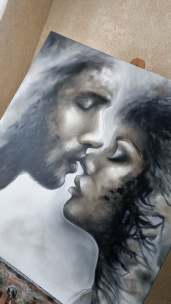 Imagen adicional 3: Abstraccionismo Retrato Pintura "Siempre a tu lado.. 100x90", pintor Natalya Bazilyuk óleo lienzo 