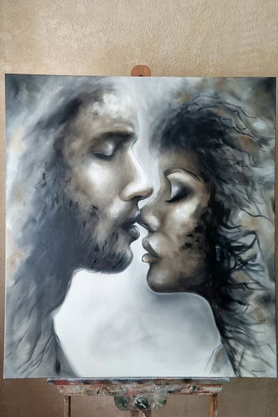 Imagen adicional 5: Abstraccionismo Retrato Pintura "Siempre a tu lado.. 100x90", pintor Natalya Bazilyuk óleo lienzo 