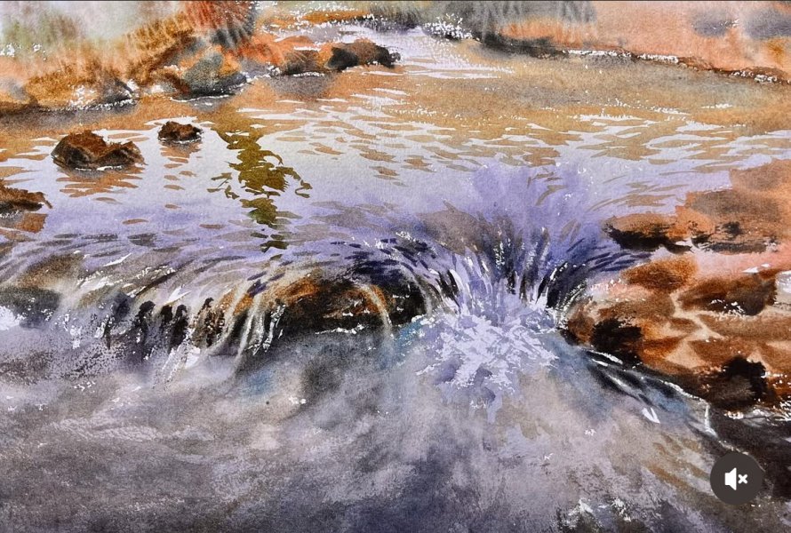 Flow: A Dance of Waves and Stones Painting by Kangkan Das