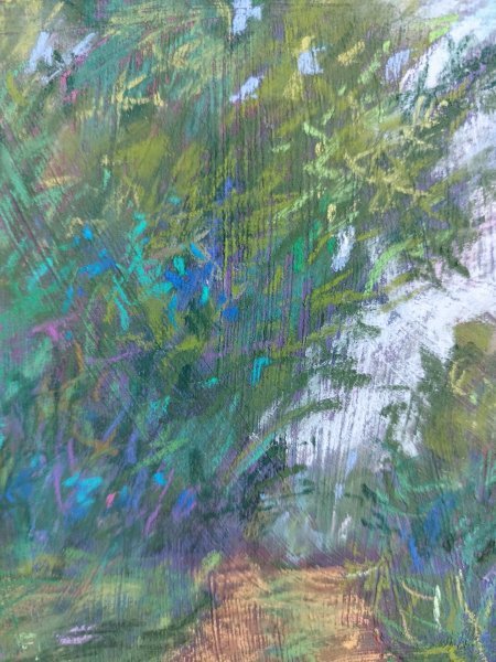 Additional view 6: Impressionism Landscape Drawing Colorful Forest Path by illustrator Nino Gudadze pastel paper 