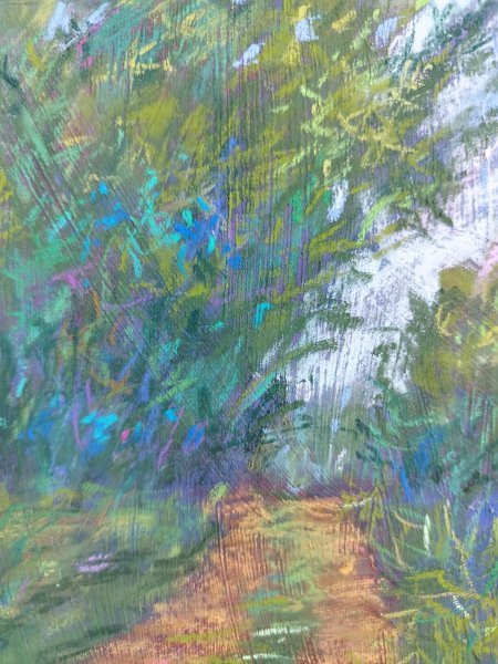 Additional view 7: Impressionism Landscape Drawing Colorful Forest Path by illustrator Nino Gudadze pastel paper 