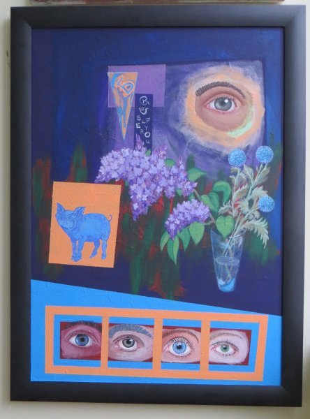 Imagen adicional 1: Moderno Naturaleza muerta Pintura "El bodegón con lilas", pintor Eugene Baraban acrílico lienzo 