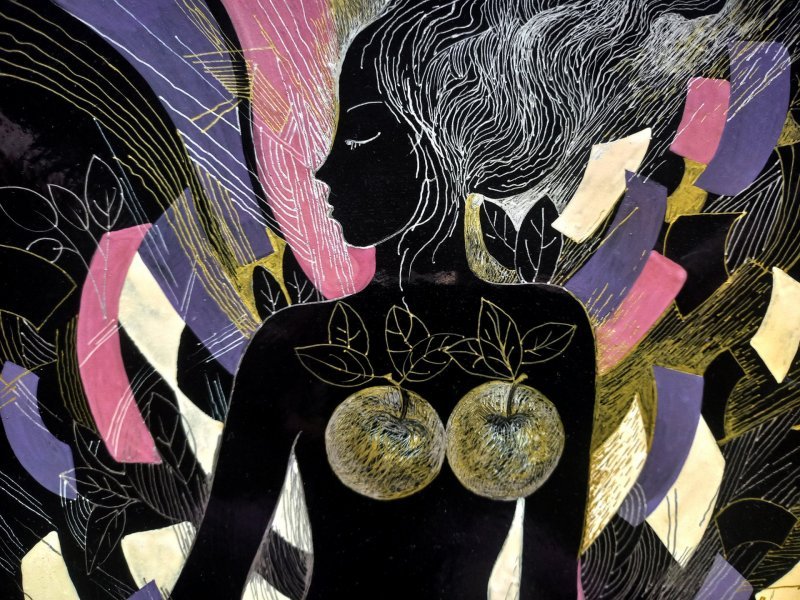 Image supplémentaire 3: Art figuratif Nu Peinture "Veille", peintre Lana Korolievskaia technique mixte bois 