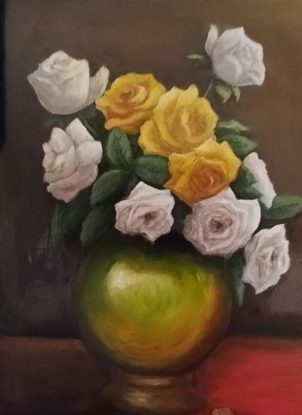 Peinture "Rosé: Elegantnist Litnih Troyand", peintre Yulia Stasiuk huile carton à la Jose Art Gallery