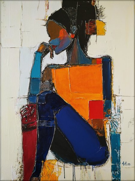 Expressionism Portrait Painting Haiku of Her Profile by painter Alexander Aksyonov acrylic canvas 
