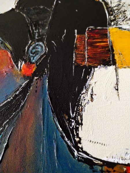 Additional view 3: Expressionism Portrait Painting Haiku of Her Profile by painter Alexander Aksyonov acrylic canvas 