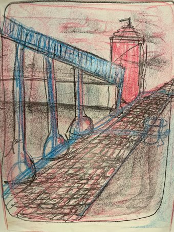 Graphique "Etc", illustrateur S.OFIA crayons de cire papier à la Jose Art Gallery