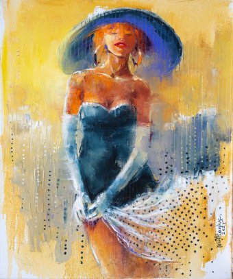 Painting "Summer in polka dot" by painter Anna Ravliuc oil canvas at Jose Art Gallery