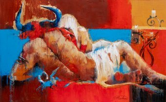 Painting "Minotaur's last love #1" by painter Anna Ravliuc oil canvas at Jose Art Gallery