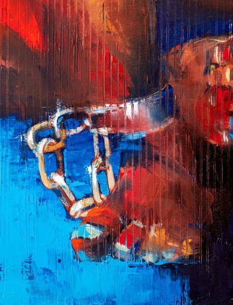 Additional view 2: Surrealism Mythological Painting Minotaur's last love #4 by painter Anna Ravliuc oil canvas 