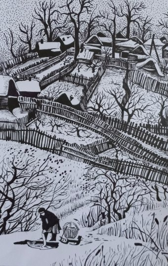 Gráfico "Invierno", ilustrador Katerina Romanyuk bolígrafo papel en Jose Art Gallery