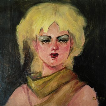 Malerei "Frauen mit Grün", maler/-in Q May Öl Karton in der Jose Art Gallery