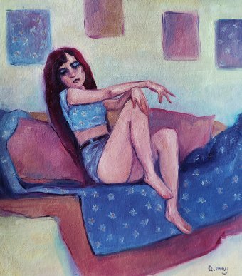 Painting "Flower print" by painter Q May oil cardboard at Jose Art Gallery