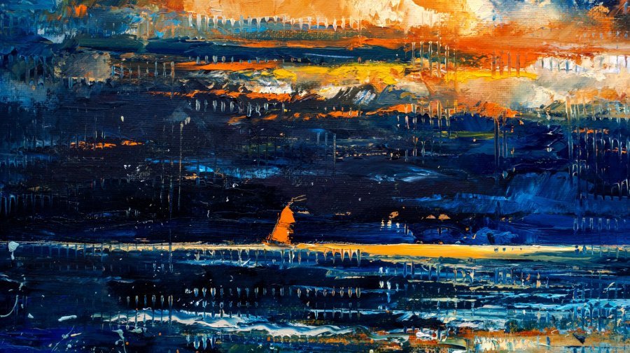 Additional view 1: Abstract Marine Art Painting Dialogue with the sky by painter Anna Ravliuc oil canvas 