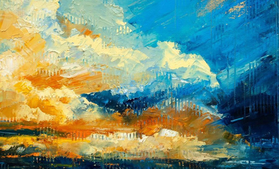Additional view 4: Abstract Marine Art Painting Dialogue with the sky by painter Anna Ravliuc oil canvas 