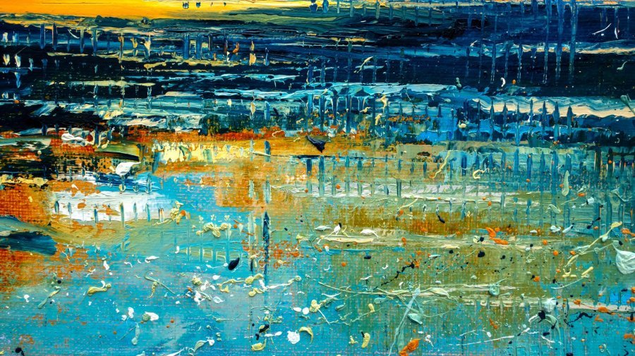 Additional view 5: Abstract Marine Art Painting Dialogue with the sky by painter Anna Ravliuc oil canvas 
