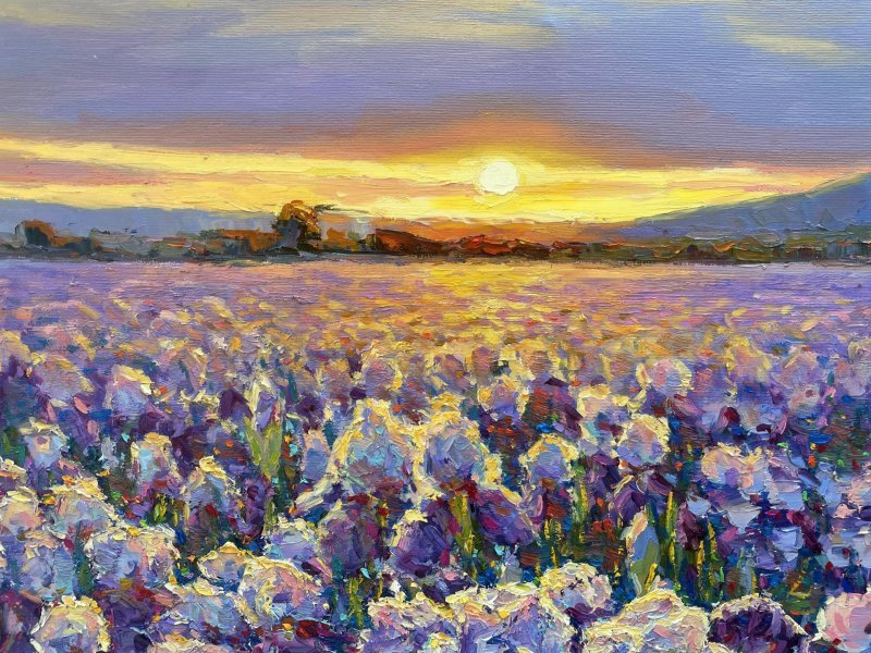 Dodatkowy obraz 4: Impresjonizm Martwa natura Malarstwo "Pole kwiatów", malarz Yevgeny Chernyakovsky olej płótno 