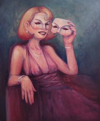 Malerei "Mädchen mit einem Lächeln", maler/-in Q May Öl Leinwand in der Jose Art Gallery