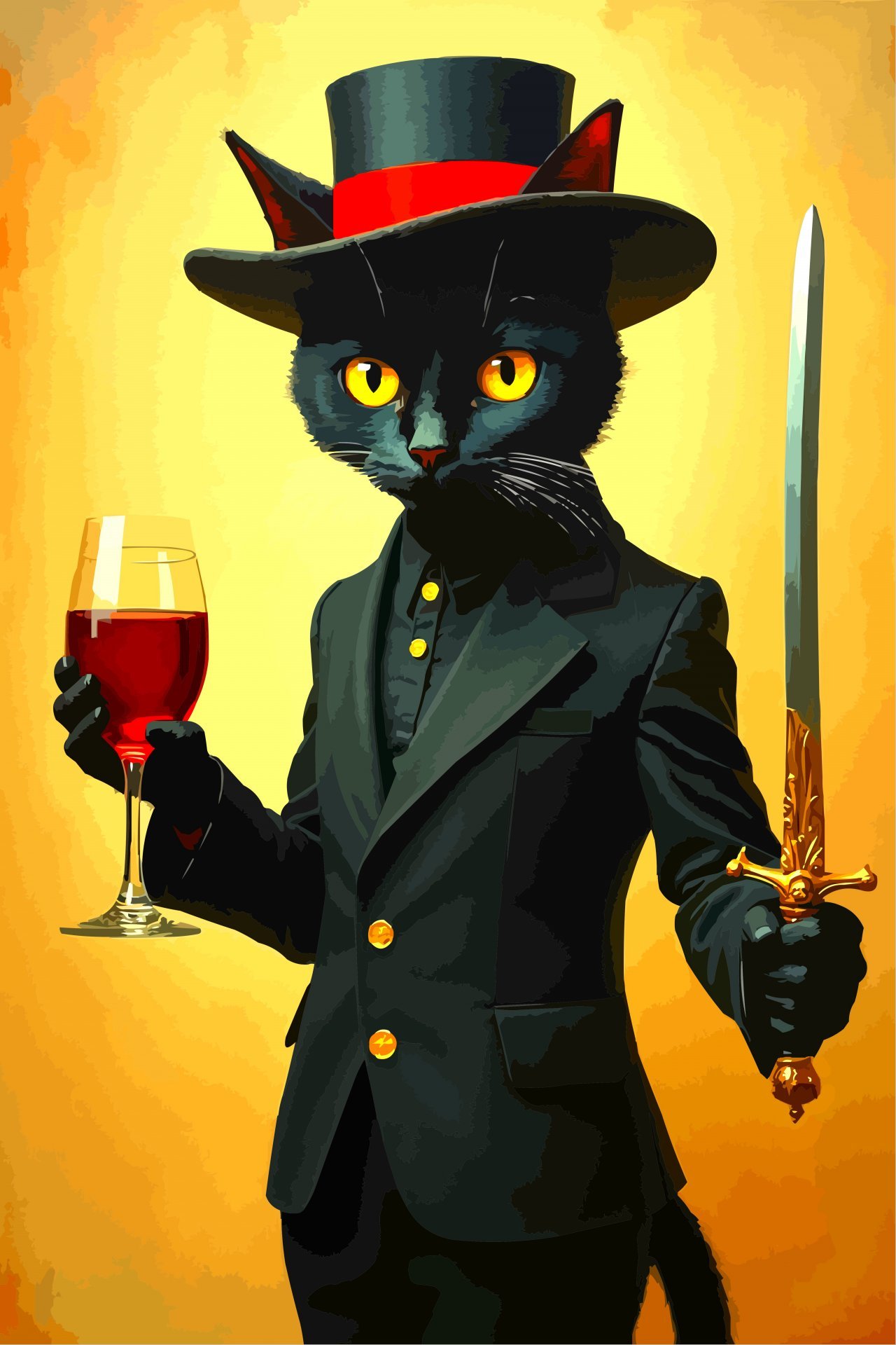 Dapper Cat in Top Hat Digital Art - Viktor Levchenko