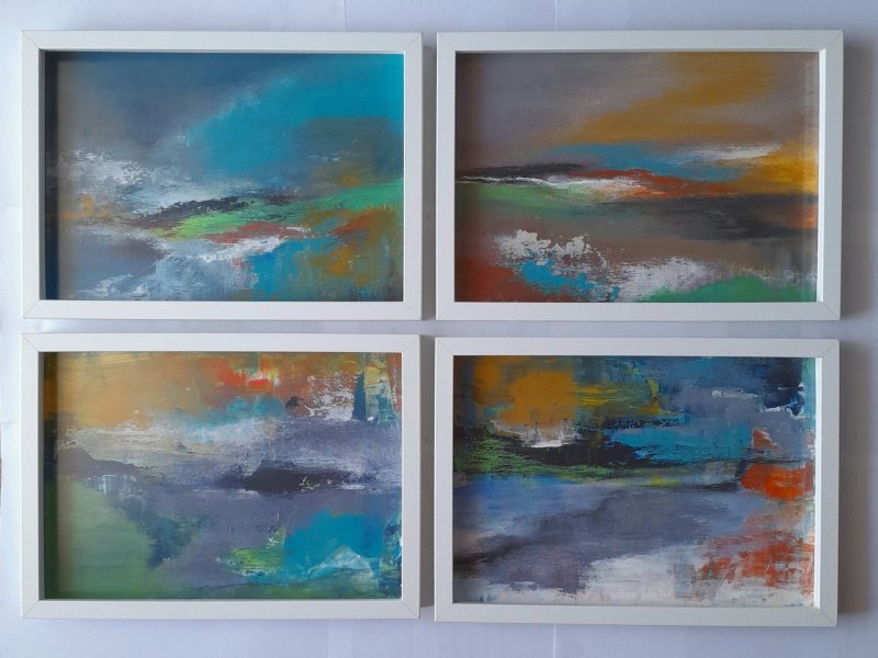 Дополнительное изображение 7: Абстракционизм Пейзаж Живопись "Маленькие летние желания II" живописец Roser JB смешанная техника дерево 