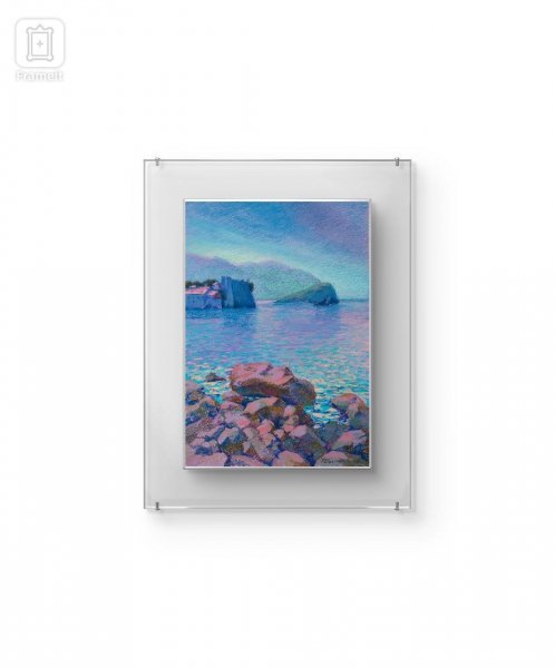 Imagen adicional 7: Impresionismo Paisaje marino Pintura "Serenidad del paisaje marino en la costa de Montenegro", pintor Olena Polovna pastel cartulina 
